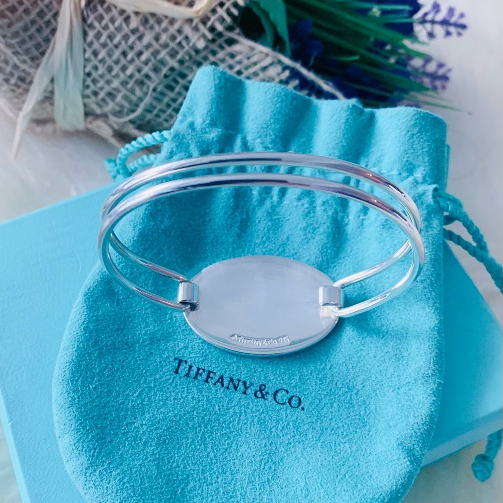 Tiffany & Co. Silver Round ID Cuff Bracelet with Tiffany Blue Box - Picture 8 of 12